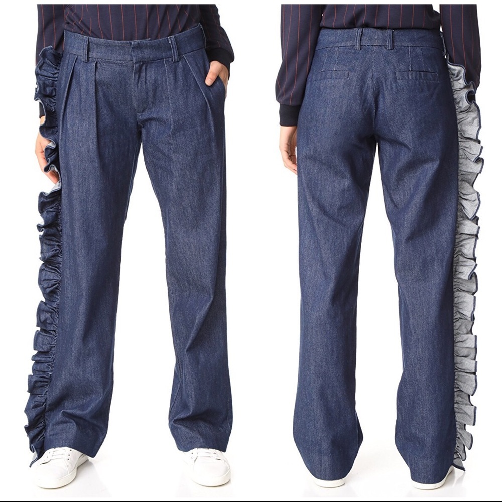 NWT Maggie Marilyn I’ll Stand Beside You Pants 6 denim blue dark ruffle